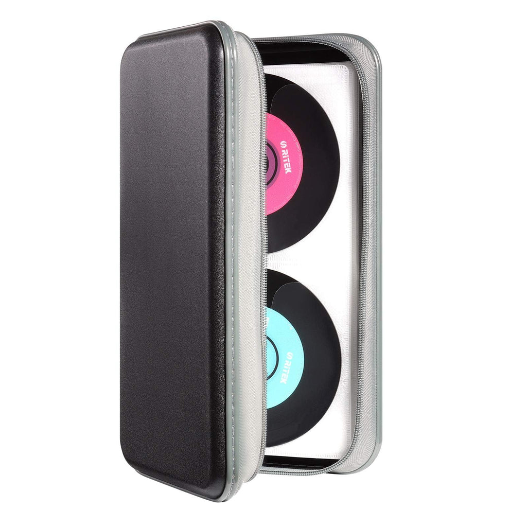 UENTIP CD Case,96 Capacity DVD Holder Organizer Storage Bag Portable Game Music Movie CD Holder Wallet Case for Kids Home Car Travel (black, 96)