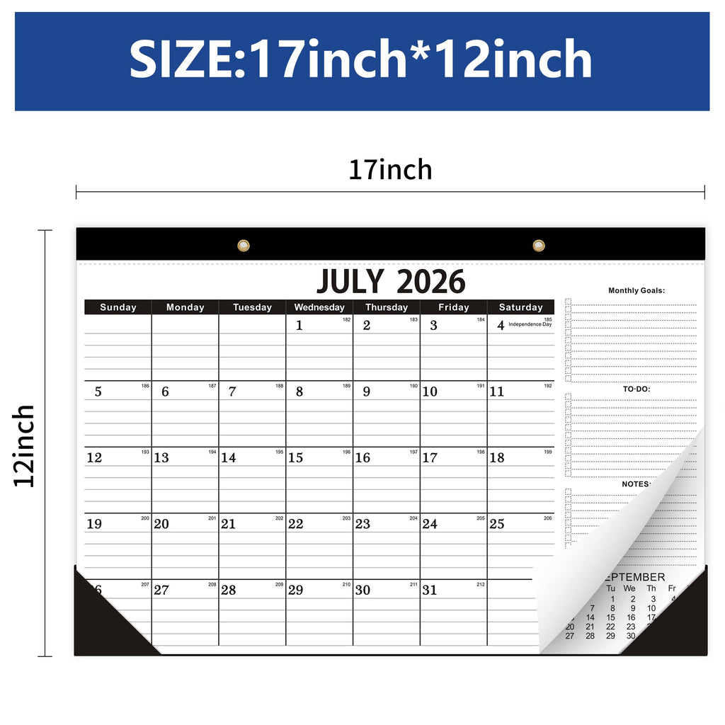 Wabhas Desk Calendar 2026-2027,July 2026 to December 2027,Desk Calendar 2026-2027 with to-do List,18 Months Calendar 2026-2027,17" x 12" Calendar 2026