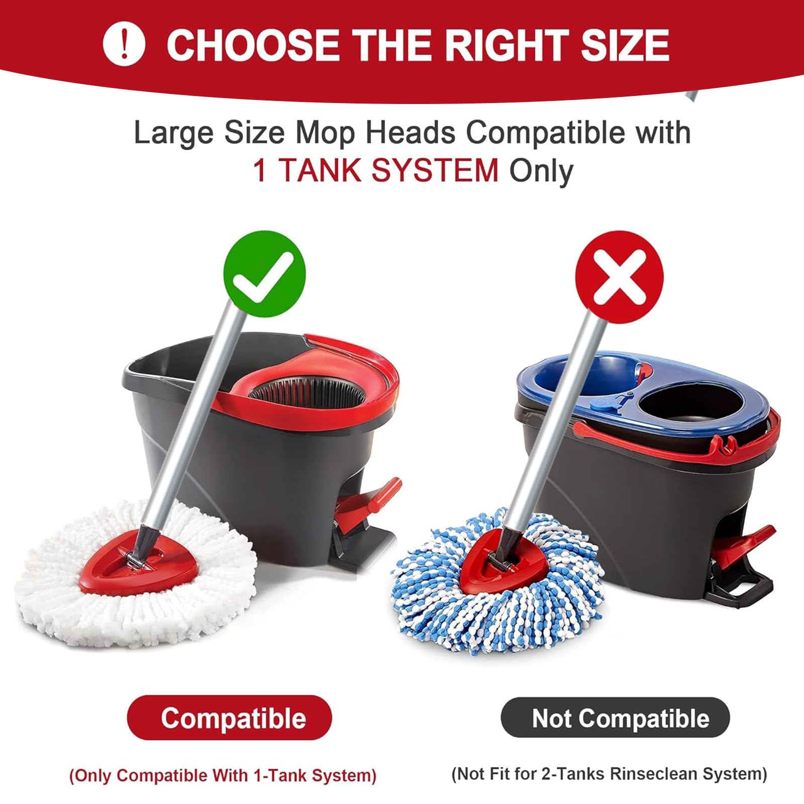 4 Spin Mop Replace Head for Vileda EasyWring 1 Tank, 30”-58" Mop Handle,Chenille&Microfiber Head Refills for Multi-Surface Floor Dry/Wet Use,Triangle Floor Base and Scrub Brush Combo Set Replacement