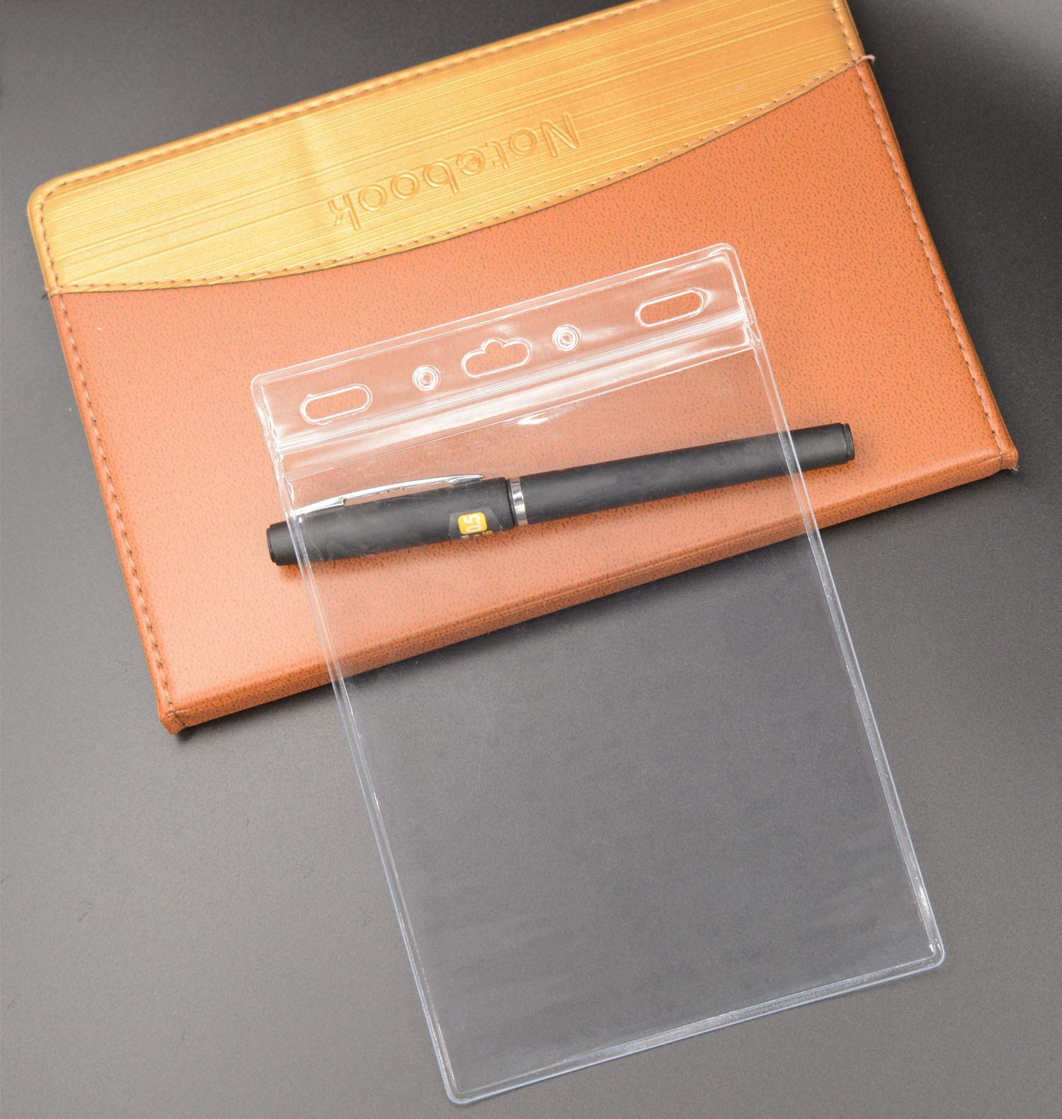 WTQ 50 Pack Waterproof Passport Holder(Extra Large, Fits 4x6 in Insert), Vertical Name Tag Holder, Vinyl Plastic VIP Access Holder, Clear Back Stage Badge Holder Bulk