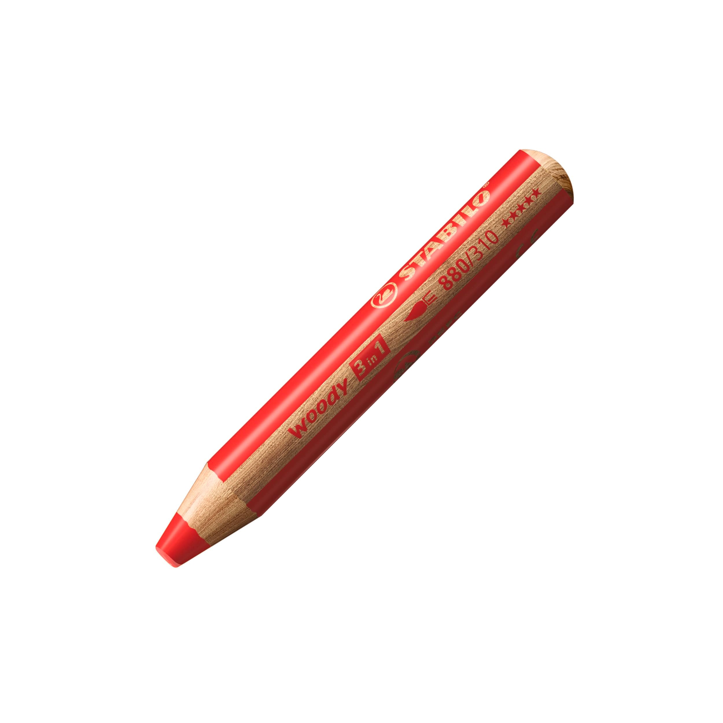 STABILO Multi-Talented Pencil woody 3 in 1 - ARTY - Pack of 10 - Assorted Colours with Sharpener