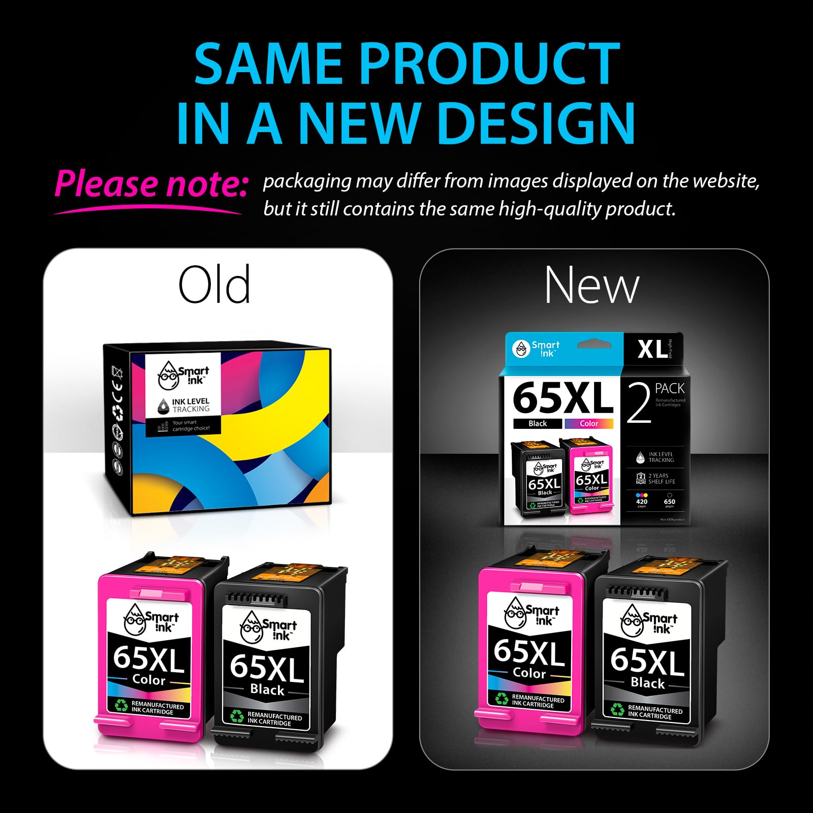 Smart Ink Remanufactured Ink Cartridges Replacement for HP 65 XL HP 65XL (Black & Color 2 Combo Pack) for DeskJet 3755 2600 2625 2652 2655 3700 3720 3752 3772 Envy 5000 5010 5052 5055 Printer Series
