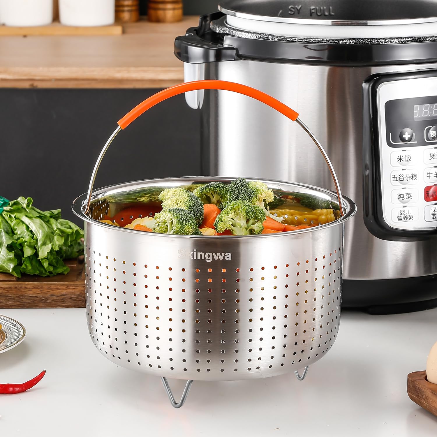 Steamer Basket for Instant Pot, Vegetable Strainer Colander Basket Stainless Steel Steamer Insert for Pots
