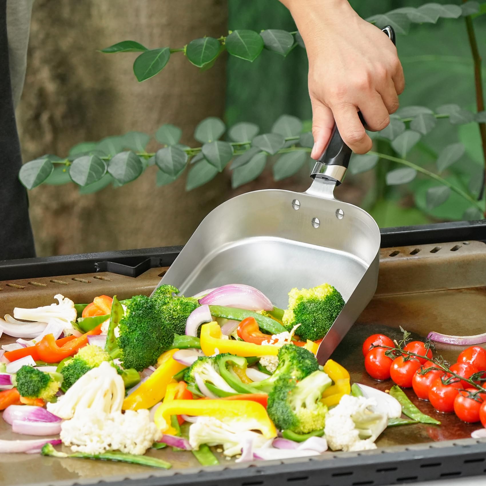 onlyfire Stainless Steel Food Mover, Grill Scoop Grill Spatula Smash Burger Food Shovel for Stiring Fry, 7“