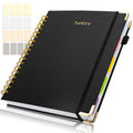 ONLYESH Spiral Notebook Journal,300Pages Hardcover Spiral Notebook journal with Removable Dividers Tabs,7.3"x10" Large Lined Journaling for Work, School, Women, Men（BLACK）