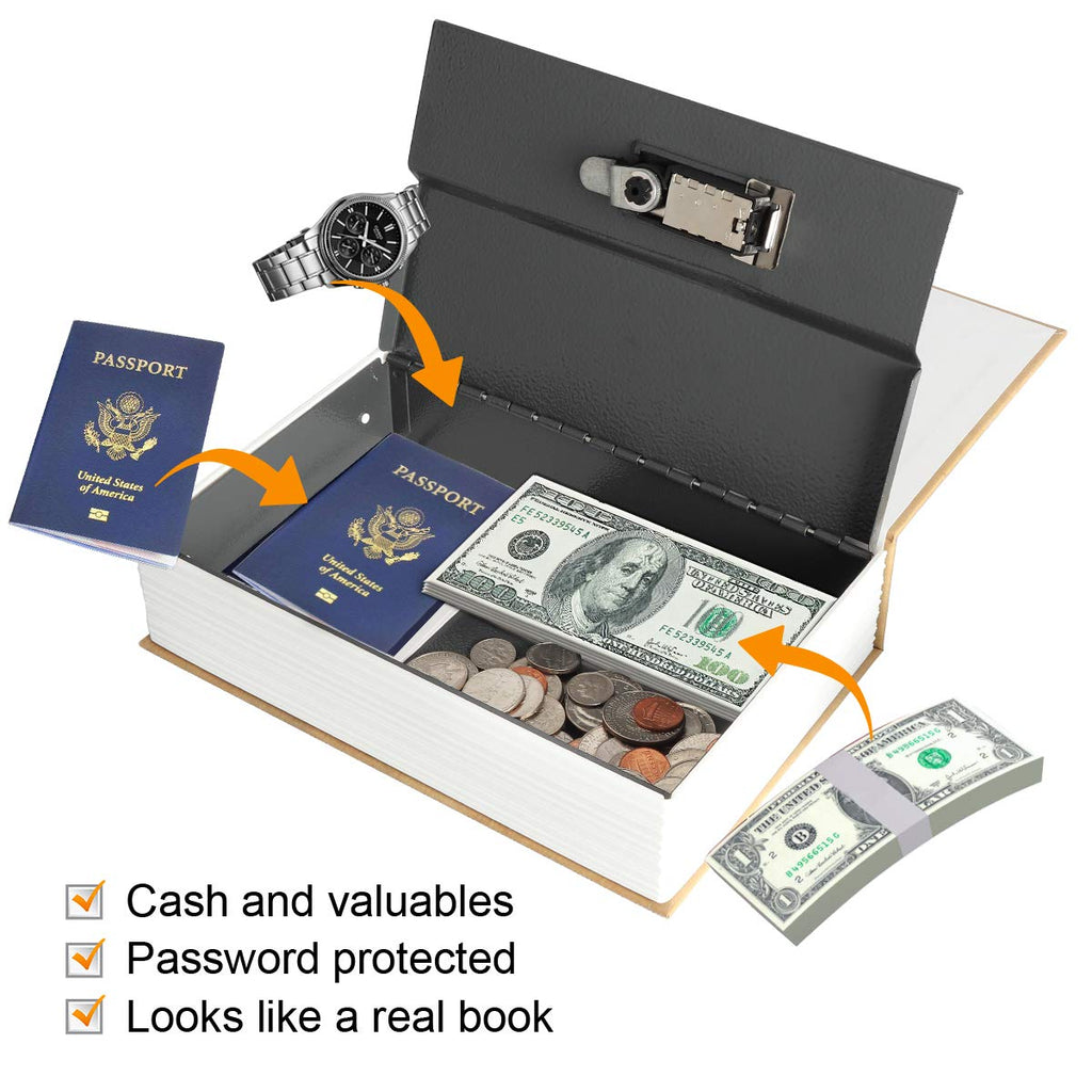 Jssmst Diversion Book Safe with Combination Lock, Faux Book Box Hidden Storage, Secrect Hidden Safe Box for Home Office, Money Box, 9.5 x 6.2 x 2.2 inch, SMBS020 Rome