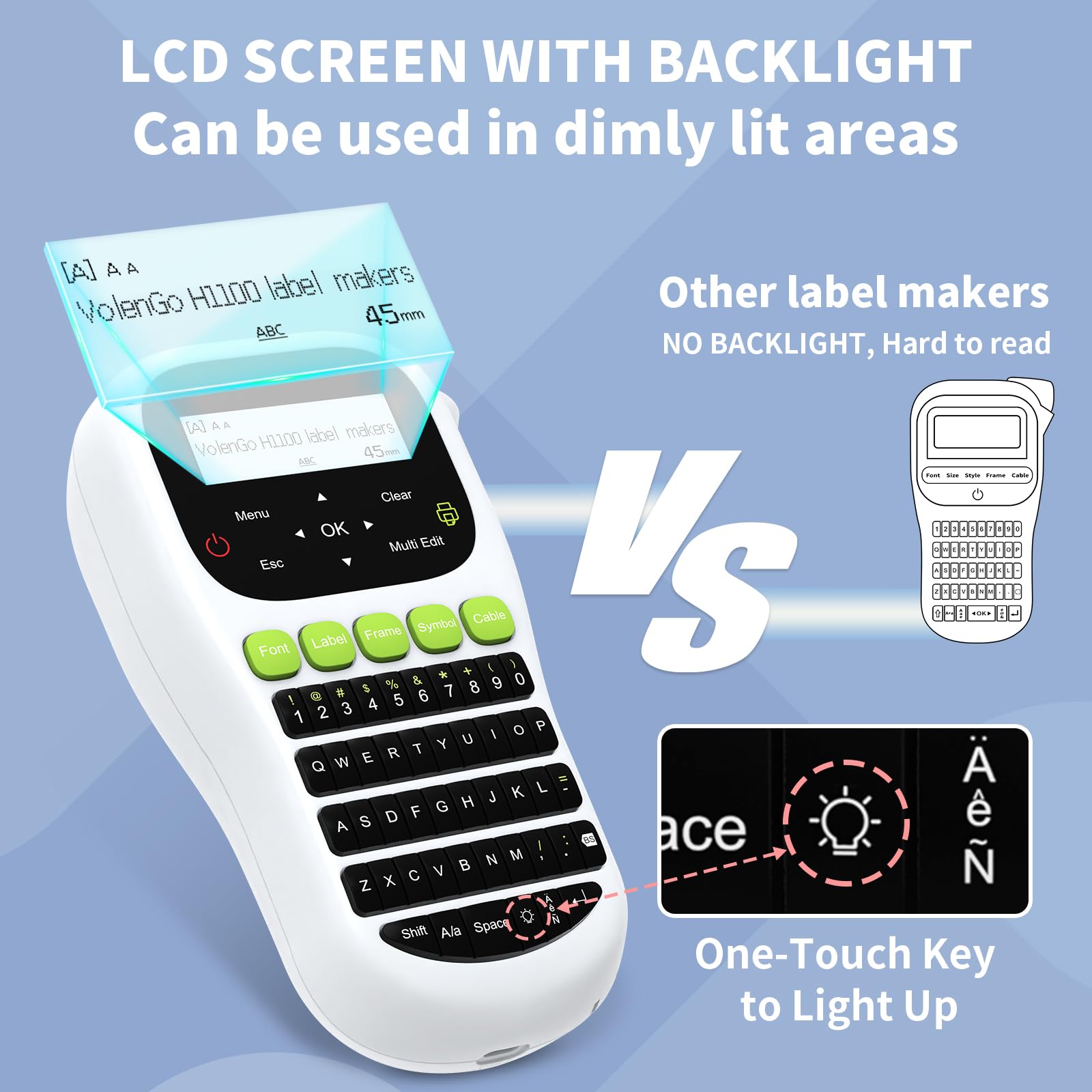H1100 Label Maker, Label Maker Machine with Tape 12mm Laminated, Portable Labeler with Backlit-LCD Multi-Templates, Handheld Wire Label Makers, Inkless Labeling Maker for School Office Organization