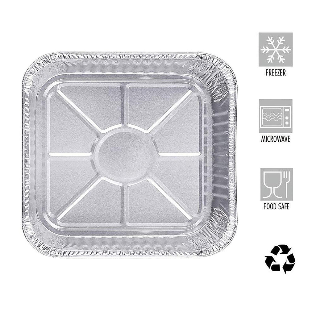 Aluminum Foil Pans 50 Pack Disposable Tin Foil Pans for Baking, 8 x 8'' Cooking Roasting, Meal Prep, Recyclable Sturdy Aluminum Tray