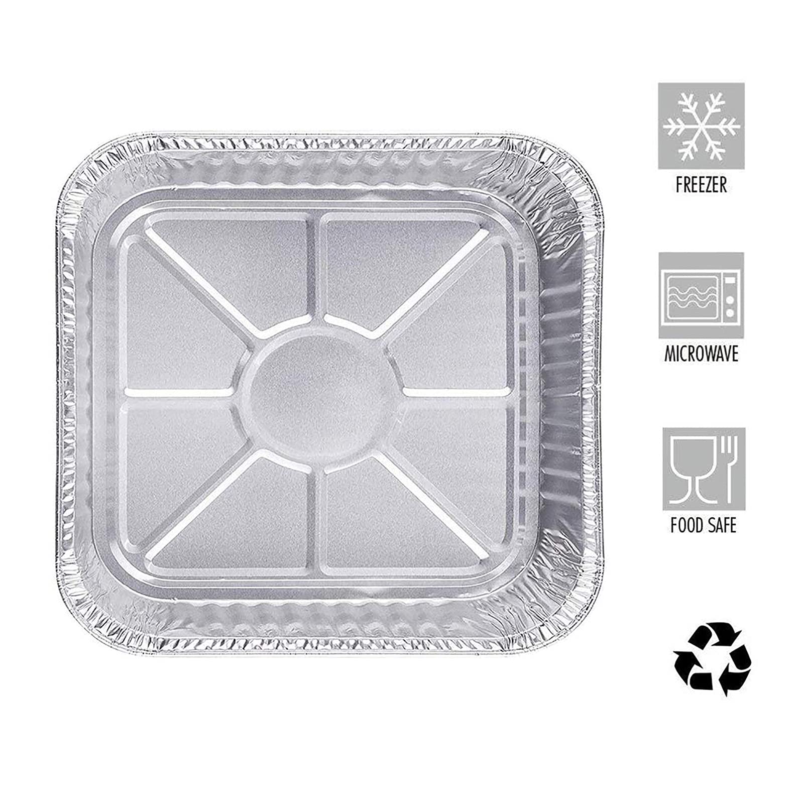 Aluminum Foil Pans 50 Pack Disposable Tin Foil Pans for Baking, 8 x 8'' Cooking Roasting, Meal Prep, Recyclable Sturdy Aluminum Tray