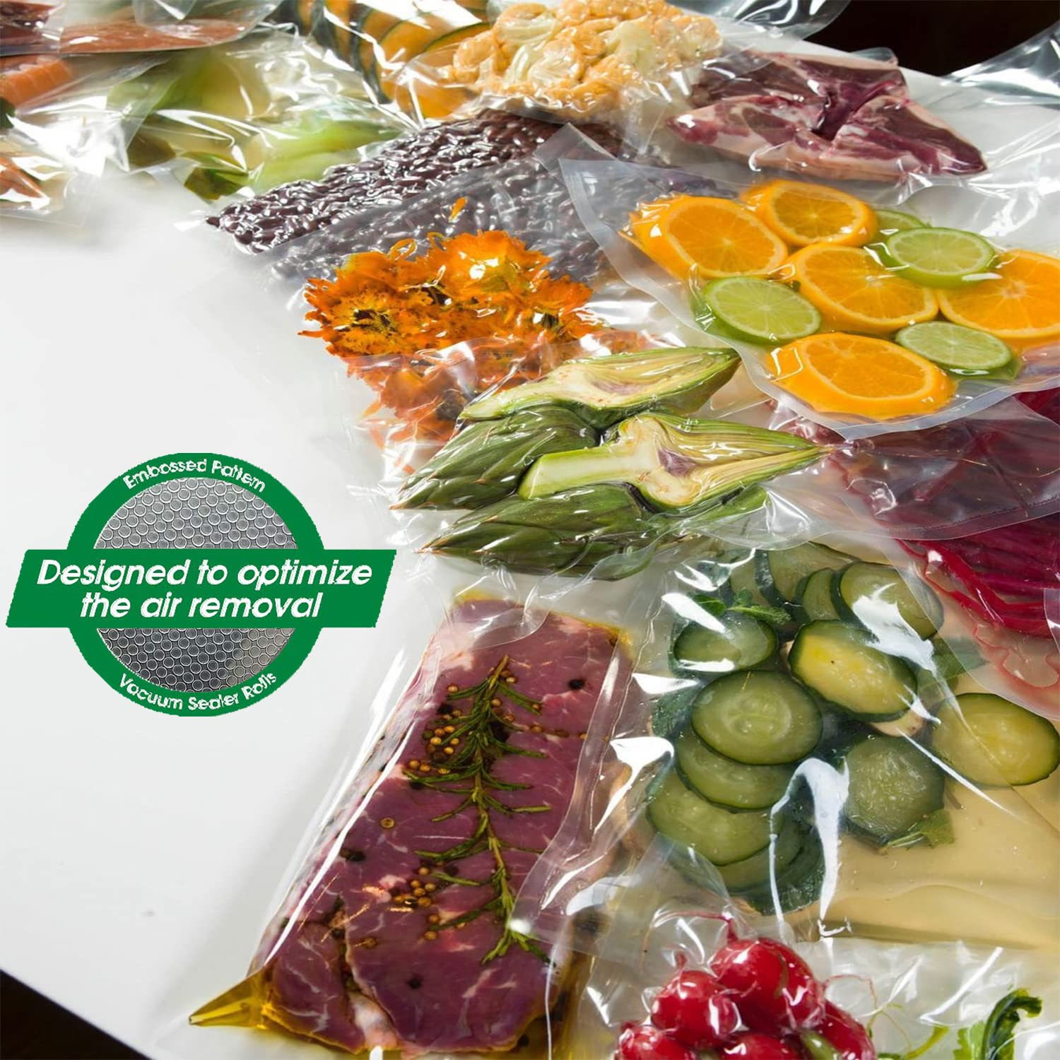 Vacuum Sealer Bags 8" x 50' Rolls 2 Pack for Food Saver, Heavy Duty Commercial Grade Vacuum Bags for Vac Storage, Meal Prep, Vacuum Seal Bags for Sous Vide, BPA Free