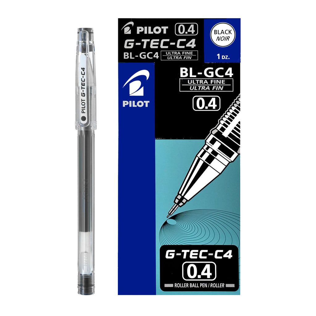 Pilot G-Tec C4 Microtip Gel Rollerball Pen 0.4mm Tip 0.2mm Line Black (Pack 12)