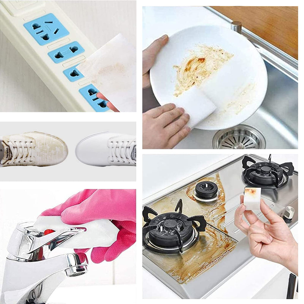 100 Pack Magic Sponges Eraser for Cleaning, Reusable Melamine Sponge Scrubber Foam Cleaning Pads for Kitchen Dishes, Bathtub, Baseboard, Shoes Cleaner, Durable & Not Easily Rip