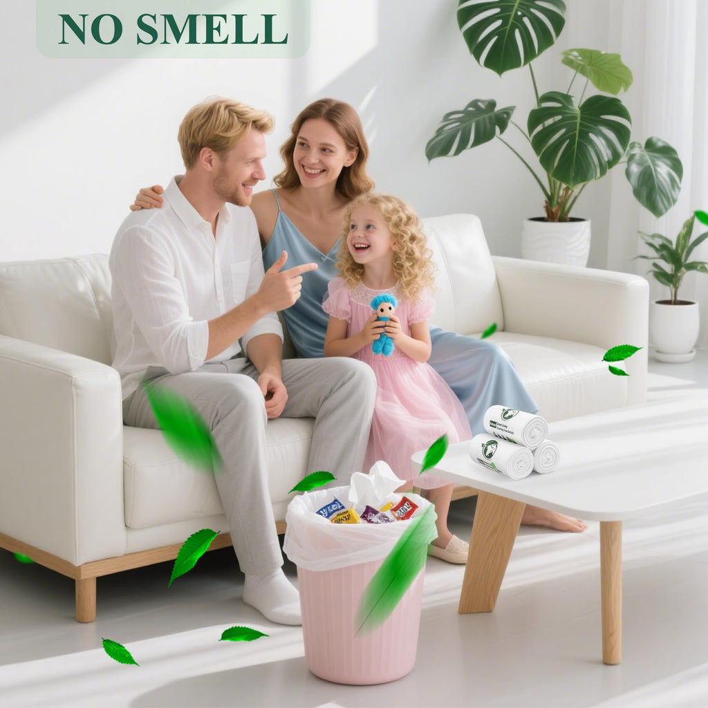 Small Trash Bags 1.2 Gallon, Biodegradable Gallon Waste Bag, Mini Compostable Strong Bathroom Wastebasket Can Liners Garbage Bags for Home Office Kitchen Fit 5 Liter 5L, 1 Gal, White 120 Pcs
