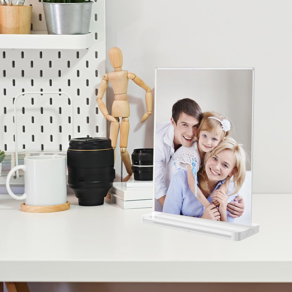 10 Pack Acrylic Sign Holder Clear Display Stand Double Sided Vertical Flyer Menu Brochure Holders for Restaurant Wedding School Office Hotel Party, 4 x 6Inch (10PCS)