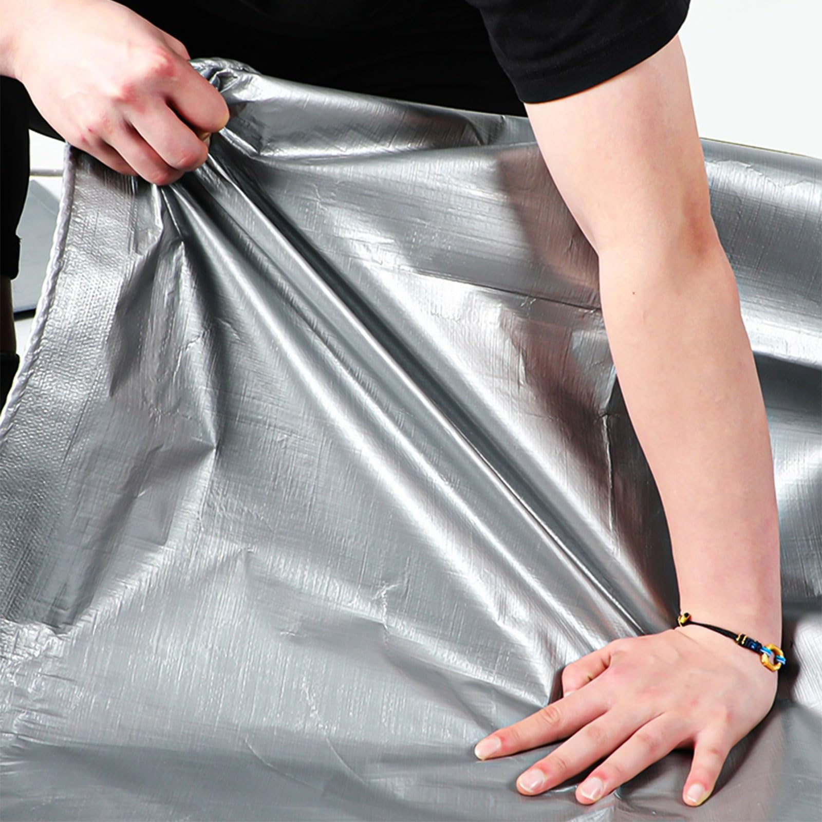 Silver Waterproof Tarpaulin-16 mil Heavy Duty Waterproof Tarpaulin,Multi-Purpose Protective Cover,UV and Tear Resistant,Outdoor Tarpaulin for Camping,Pool,car,Garden