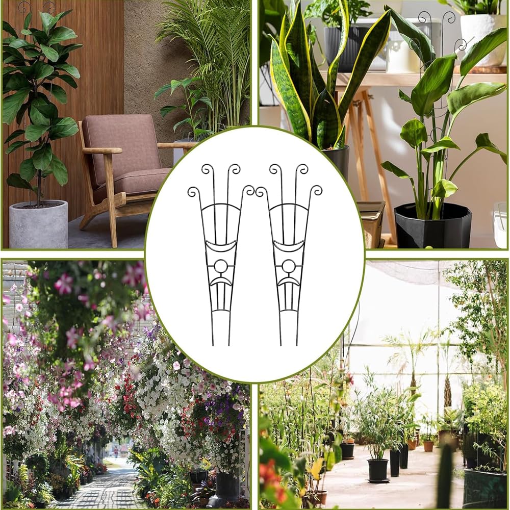 2 Pack 32.6 Inch Plant Trellis for Climbing Plants Indoor, Expandable Large Metal Potted Plants, Heavy-Duty Tall Climber Support Ivy, Outdoor Houseplants Flowers