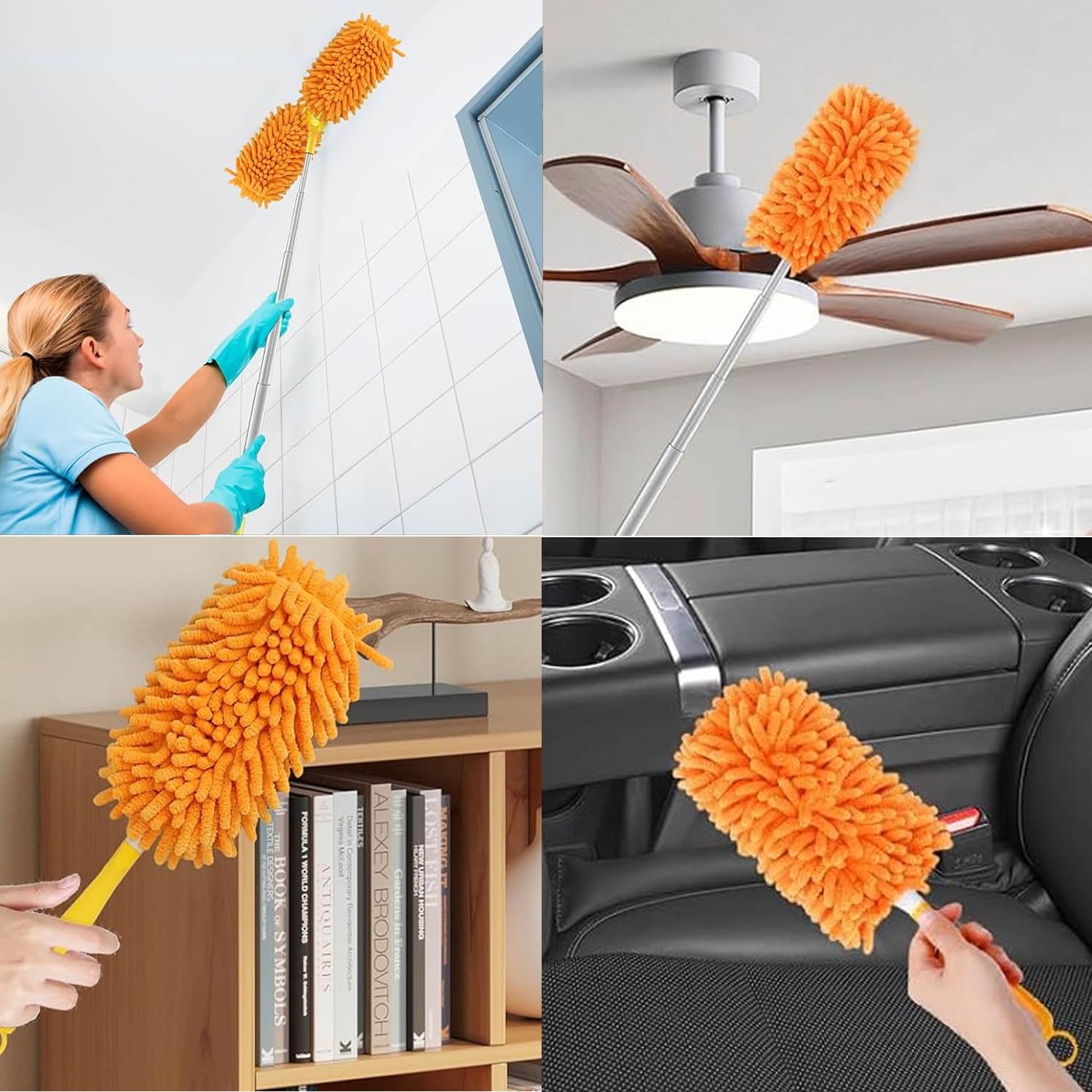 WADY 6 Pack Microfiber Duster Refills for Hand Duster - 360° Reusable Heavy Duty Dusting Pads for Ceiling Fans, Furniture & Household Cleaning (Handle Not Included)