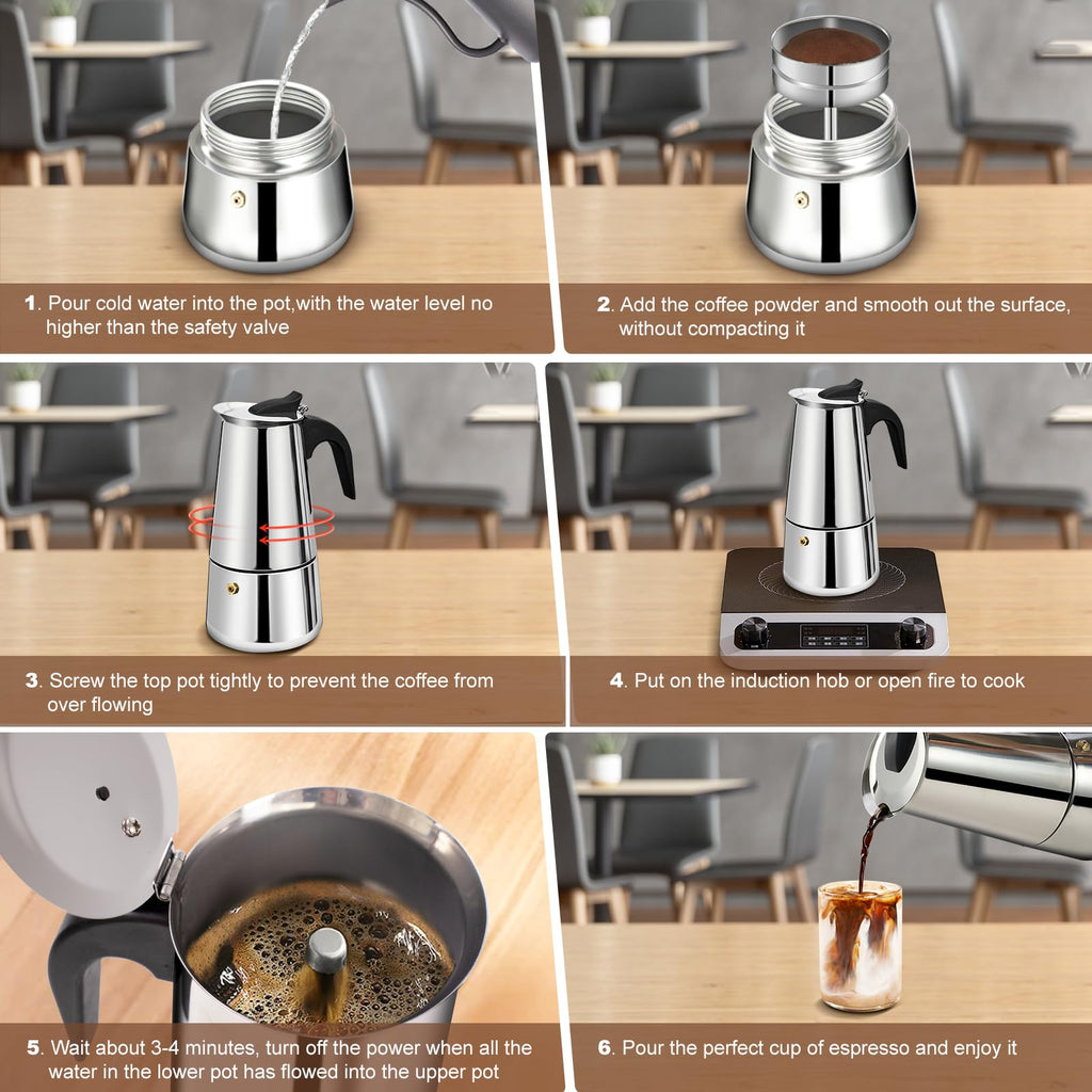 DITOSH 12 Cup Stovetop Espresso Maker Stainless Steel Moka Pot Espresso Maker Percolator Italian Coffee Maker Capable Mocha Coffee Machine Cafe Classic Maker for Home & Camping 600ml 20oz