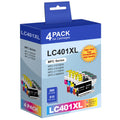 4 Pack LC401 Ink Cartridge LC 401XL Ink Replacement for Brother LC401 XL Ink for Brother LC 401 XL Ink for MFC J1010DW LC401XL for MFC J1012DW J1170DW MFC-J1800DW Printer (Black Cyan Magenta Yellow)