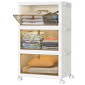 HOMIDEC Closet Organizers, 3 Tiers with a Top Lid, Wardrobe Closet with Wheels, Closet Organizers and Storage for Clothes, Stackable Closet Storage Bins, for Living Room, Bedroom, White 22L*3 Pack