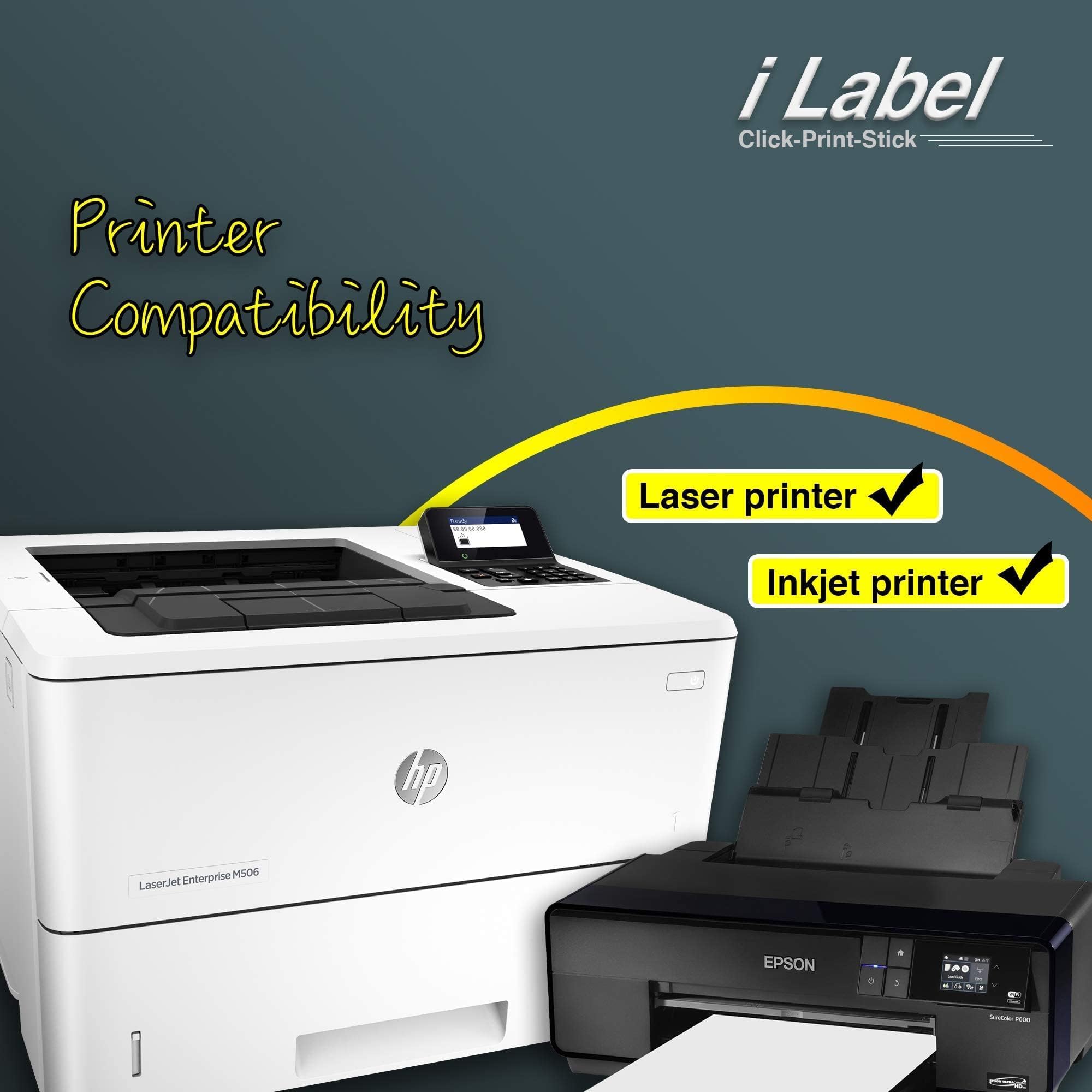 8.5" x 11" Full Sheet Sticker Paper for Laser & Inkjet Printers[100 Sheets,100 Labels]