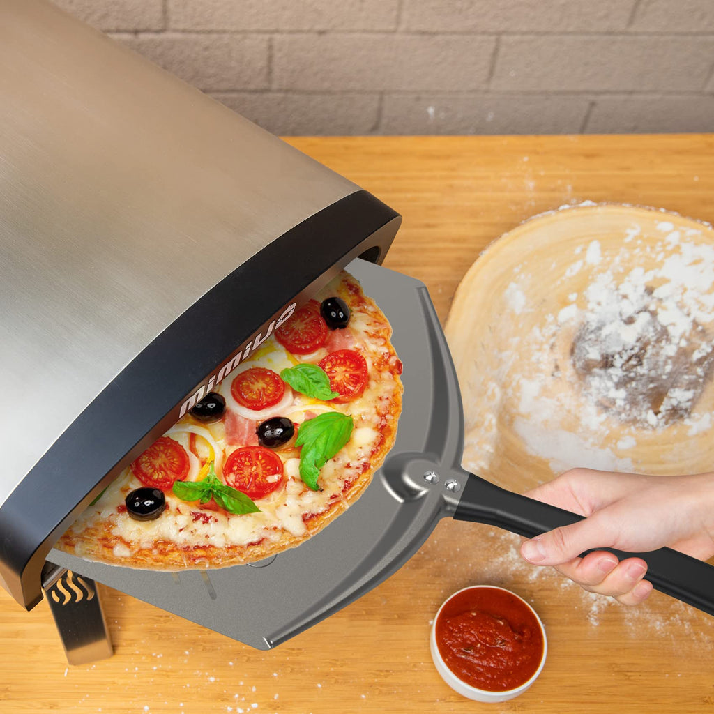 Q Pizza Pizza Peel, 12" Perforated Metal Pizza Paddle for Grill Oven - Pizza Spatula for Baking Bread Pastry Dough Pie Cake, Aluminum, PT201