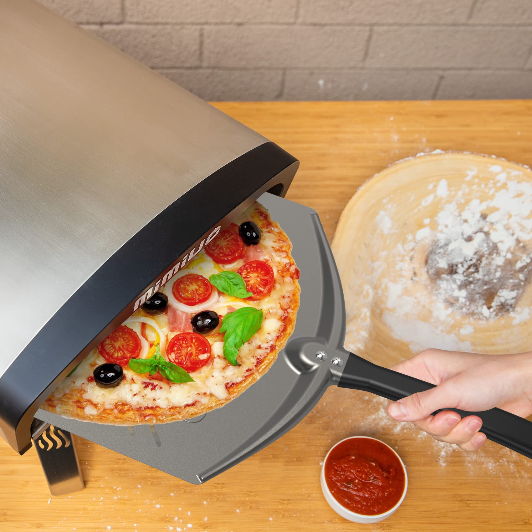 Q Pizza Pizza Peel, 12" Perforated Metal Pizza Paddle for Grill Oven - Pizza Spatula for Baking Bread Pastry Dough Pie Cake, Aluminum, PT201