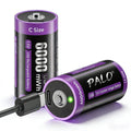 Mspalocell Rechargeable C Batteries with Charger 2 Pack, 1.5V Li-ion 6000 mWh C Cell Batteries with 2 in 1 Type-C Charging Cable for Household and Office Devices