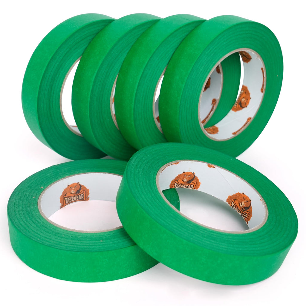 TAPEBEAR Green 14-Day Painters Tape Multi-Surface Masking Tape 24MM x 55M, Indoor and Outdoor Painting Tape, Residue Free Easy Removal with Sharp Lines, Paint Tape for Walls, Auto, Home, 6Rolls