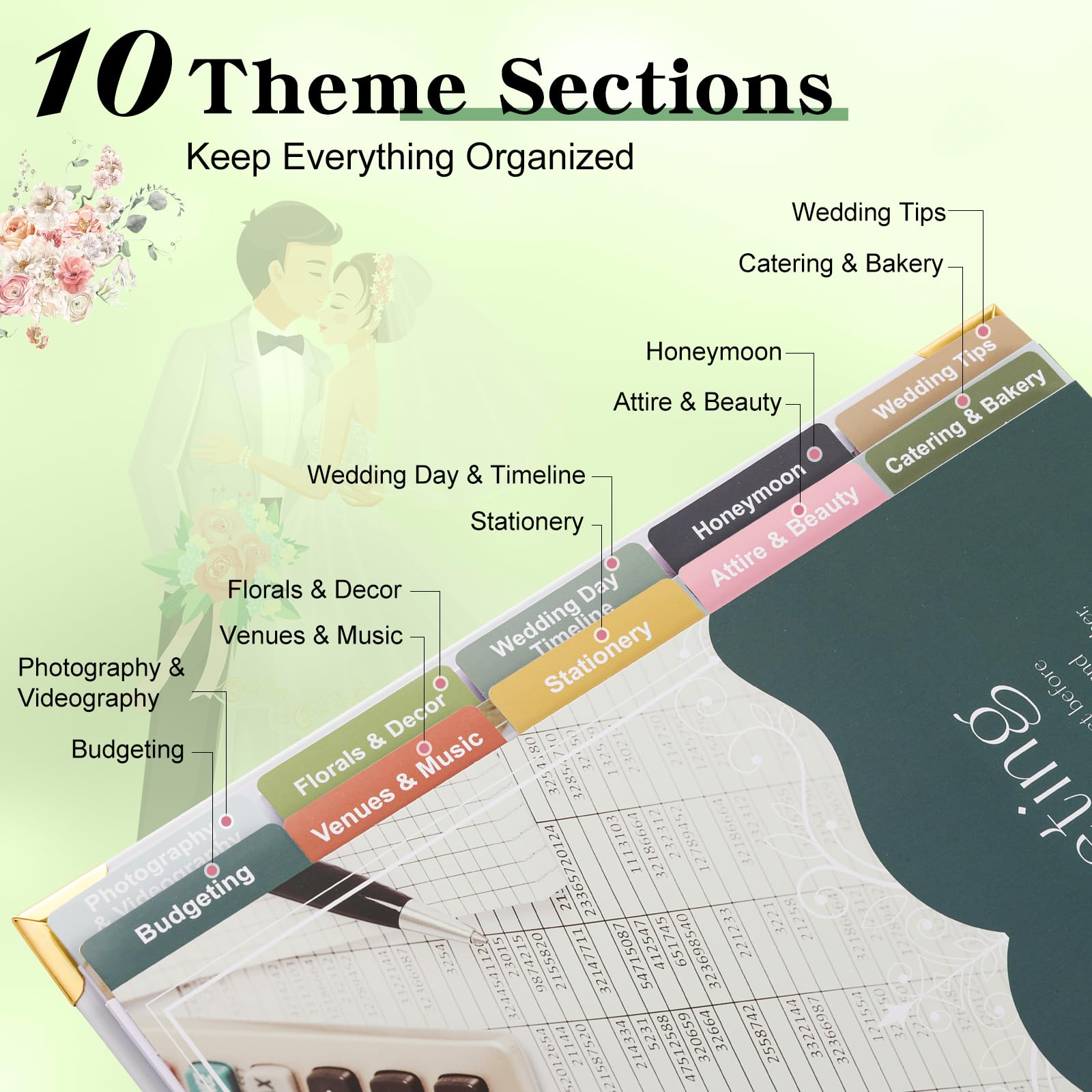 VinTS Wedding Planner 9 X 11 Countdown Wedding Planning Book and Organizer with Hardcover Design,Engagement Wedding gifts for Newly Engaged Couples, Future Brides Grooms (White)