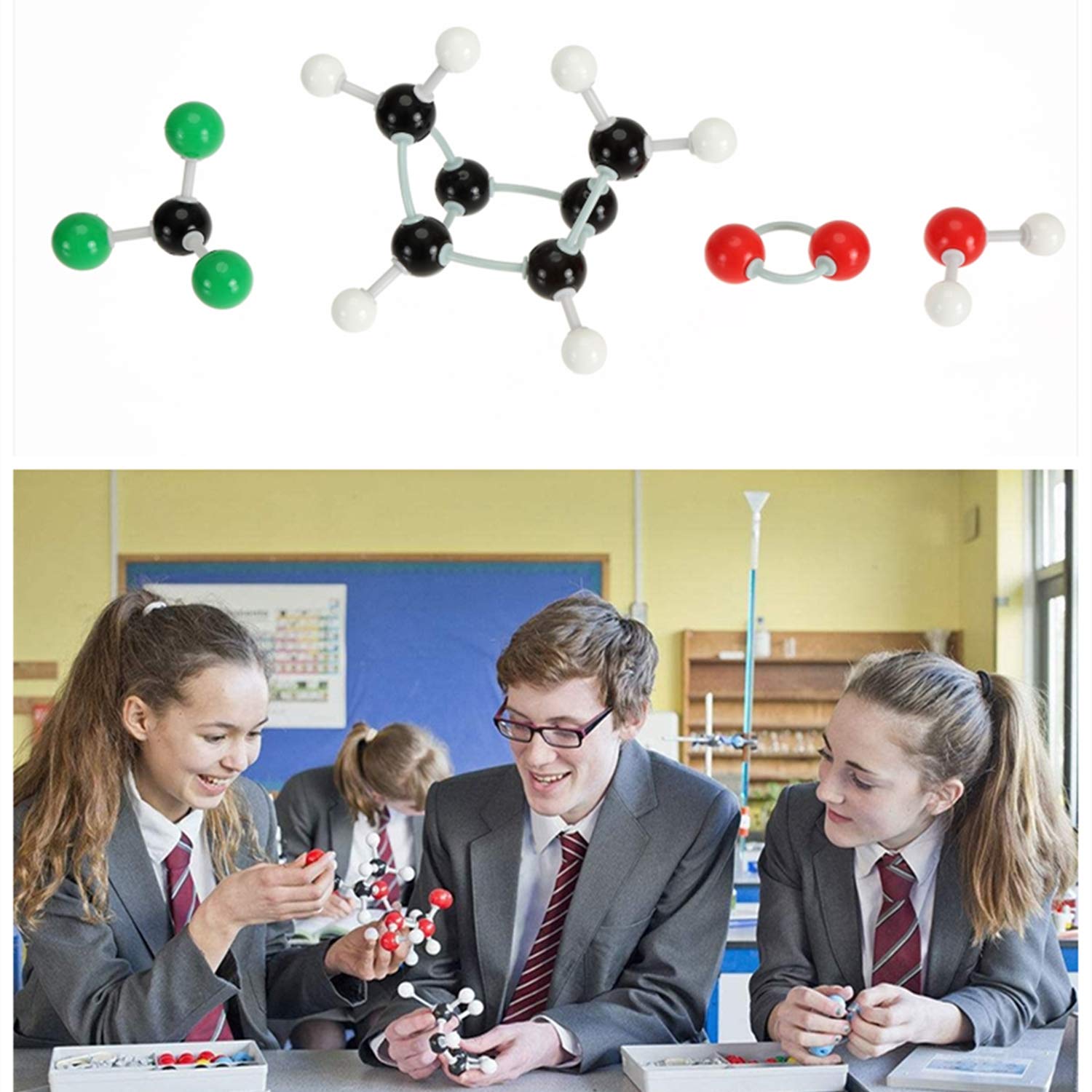 YOPAY 240 Pieces Molecular Model Kit, Organic and Inorganic Chemistry Molecular Structure Model, 86 Atoms and 153 Links and 1 Short Link Remover Tool