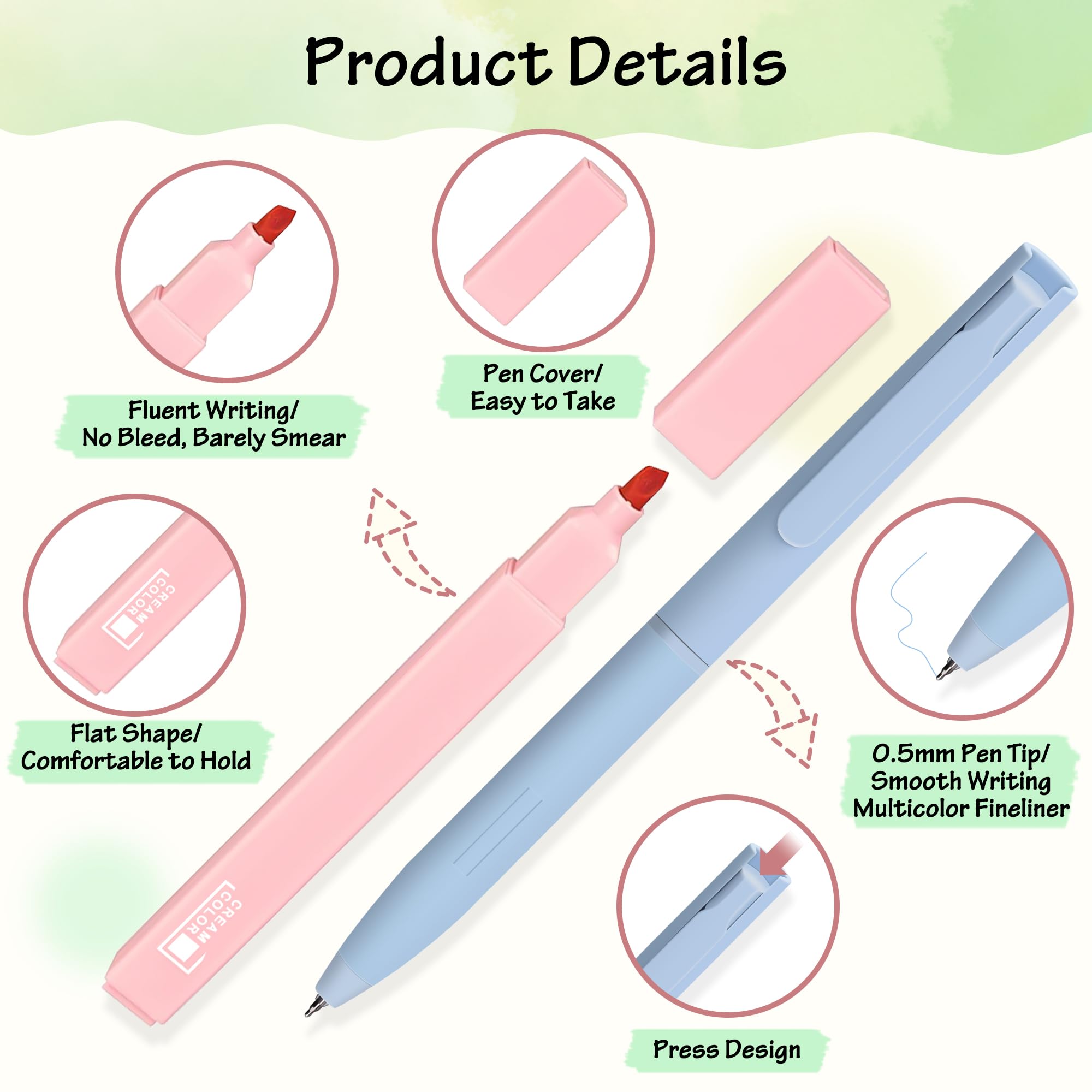 DazSpirit 12 Pastel No Bleed Bible Highlighters and 6 Gel Pens with 620 Sheets Transparent Sticky Notes, Bible Journaling Kit, Aesthetic Colored Labels for School Office Annotating Books Supplies