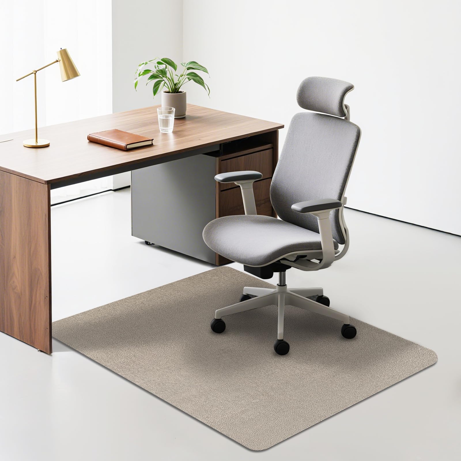 SHAREWIN Office Chair Mats for Hardwood Floor, Computer Chair Rug, Under Desk Mat, Large Anti-Slip Floor Protector for Home, Office, Study, Light Camel, 47"x36"