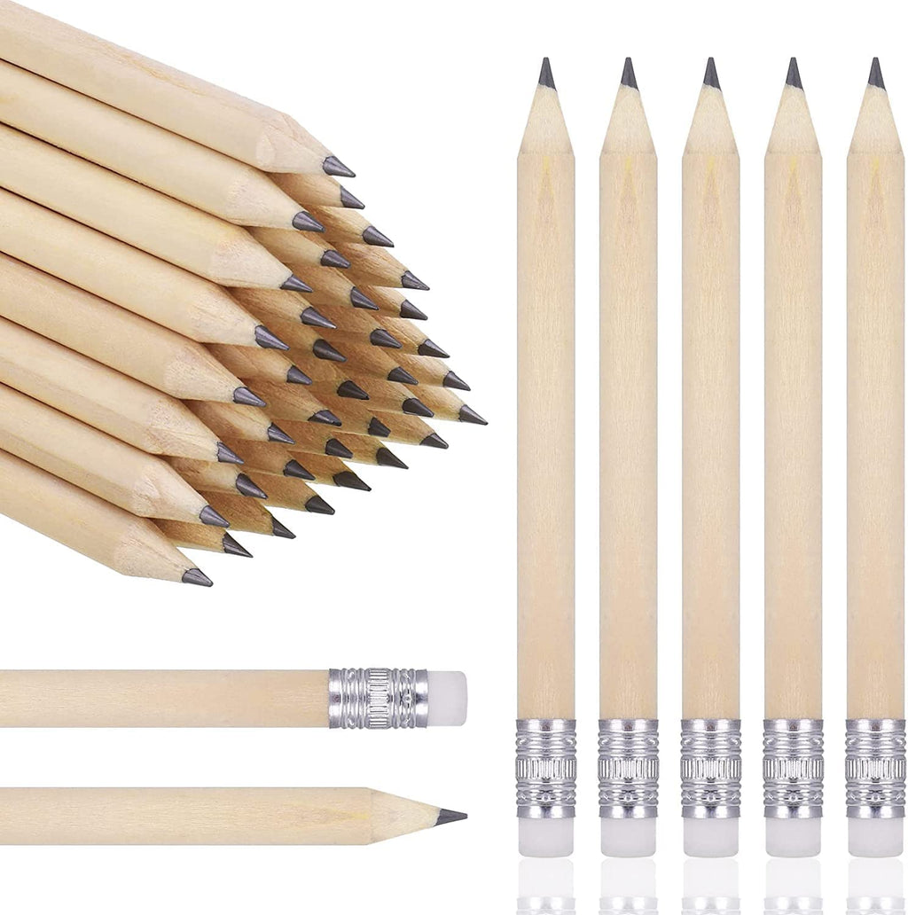 CAVLA 100 Pcs Golf Pencils, Mini Pencils, Half Pencils with Eraser, Short Round Pencils, Mini Wood Pencils Round Pencils Short Wood Pencils for Preschoolers Toddlers Kindergarten School Home