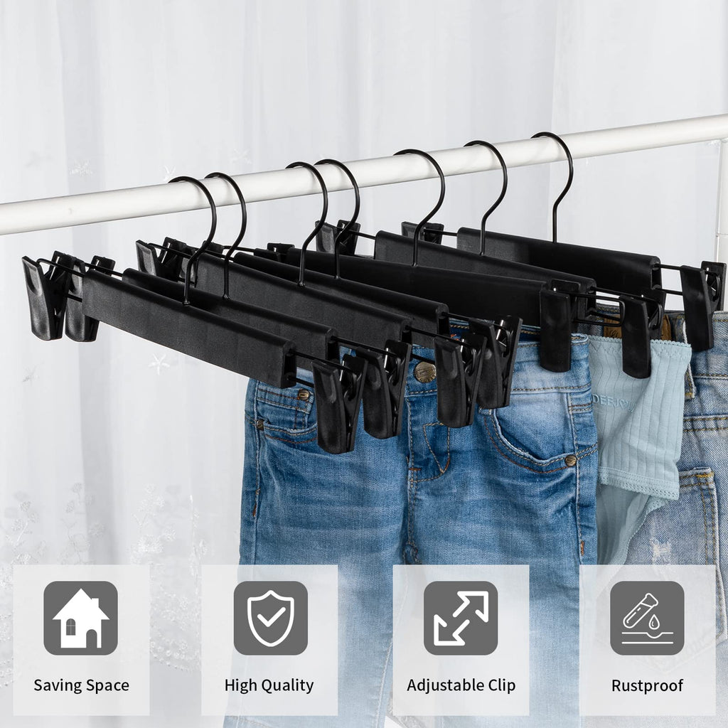 Lamitocs Pants Hangers with Adjustable Anti-Rust Clips for Pants (Black, 30Pack)