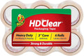 Duck Brand HD Clear High Performance Packaging Tape, 1.88-Inch x 54.6-Yard, Crystal Clear, 6-Pack (441962)