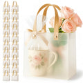 RYPER Clear Gift Bags with Handles 20 Pack, Semi-Transparent Favor Bags Frosted Loot Bags Medium Gift Bags, Reusable Plastic Goodie Treat Bags for Wedding, Birthday Party, Baby Shower & Small Business Boutique, 7.9x7.9x3.5in Mid-Size
