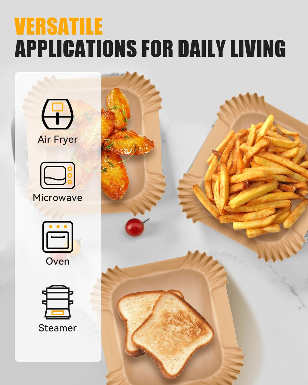 130PCs Air Fryer Liners Disposable for Ninja DoubleStack 2-Basket Air Fryer SL201/SL201C 8QT, MMH 6.3 Inches Food-Grade Baking Parchment Paper Ninja Double Stack Inserts Accessories