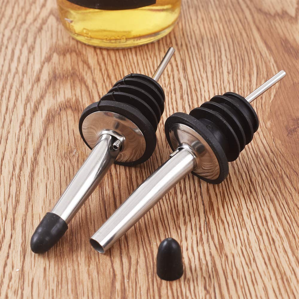 Newk Stainless Steel Pourers - 24 Packs of Classic Bottle Pourers with Conical Spout and Rubber Stoppers, Suitable for Pouring Liqueurs, Vinegar, Syrup or Olive Oils
