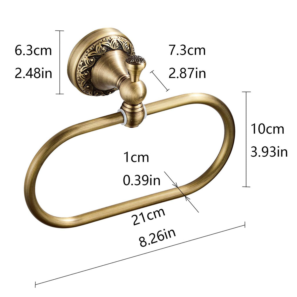 Aothpher Brass Towel Ring Oval Contemporary Bathroom Hand Towel Holder Wall Mounted,Antique Brass Finish