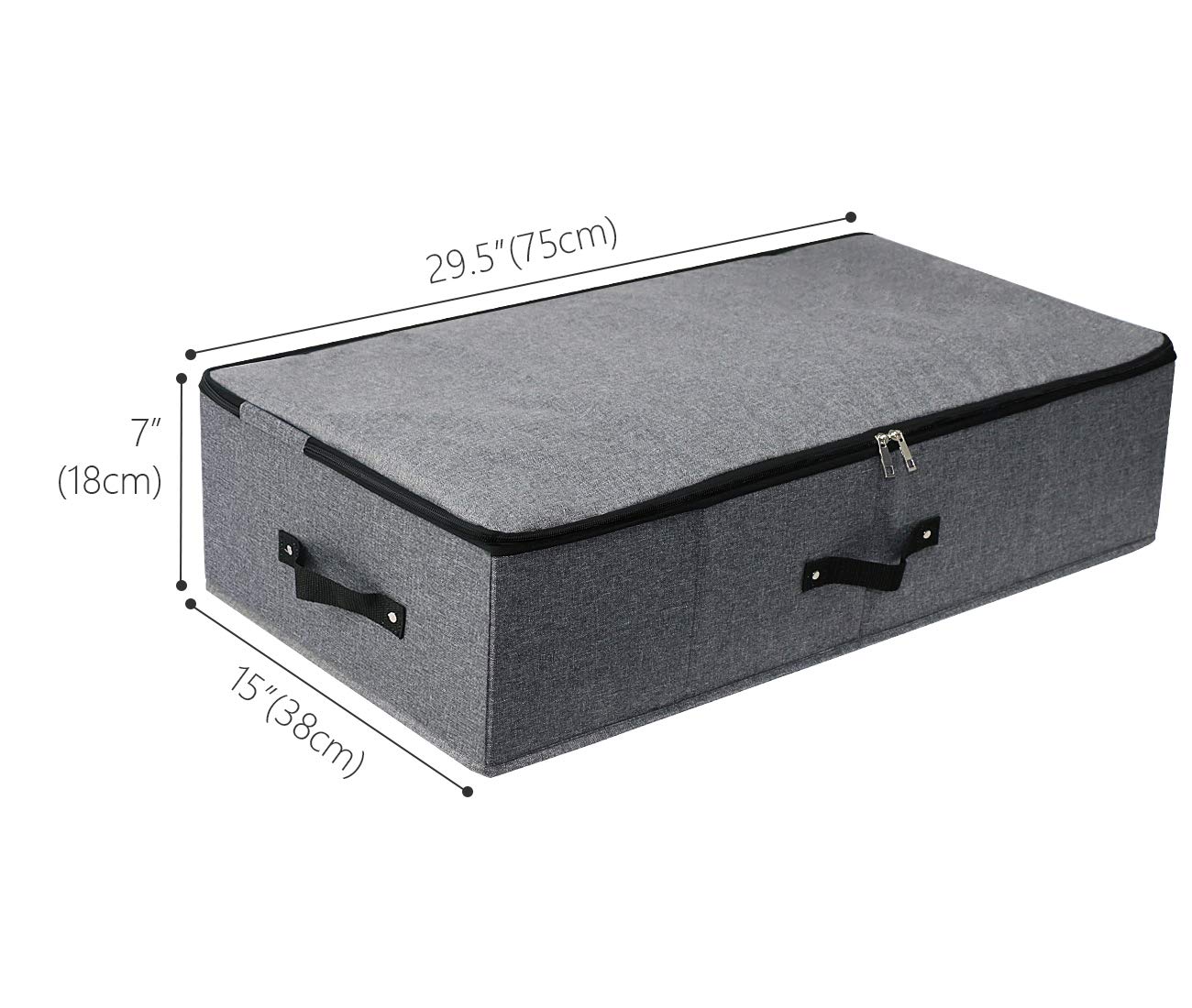 AMJ [2 Pack] Foldable Under Bed Storage Bags Basket Container with Durable Fabric for Shoes, Clothes, Blanket Organizers, Comforter, Black Grey