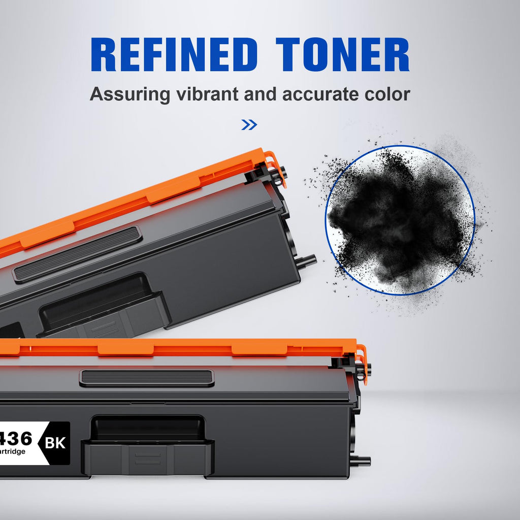TN436BK TN436 Compatible Toner Cartridge Replacement for TN436 TN 436 TN436BK TN433 TN431 Work with MFC-L8900CDW HL-L8360CDW MFC-L8610CDW MFC-L9570CDW HL-L8260CDW Printers(2 Black)