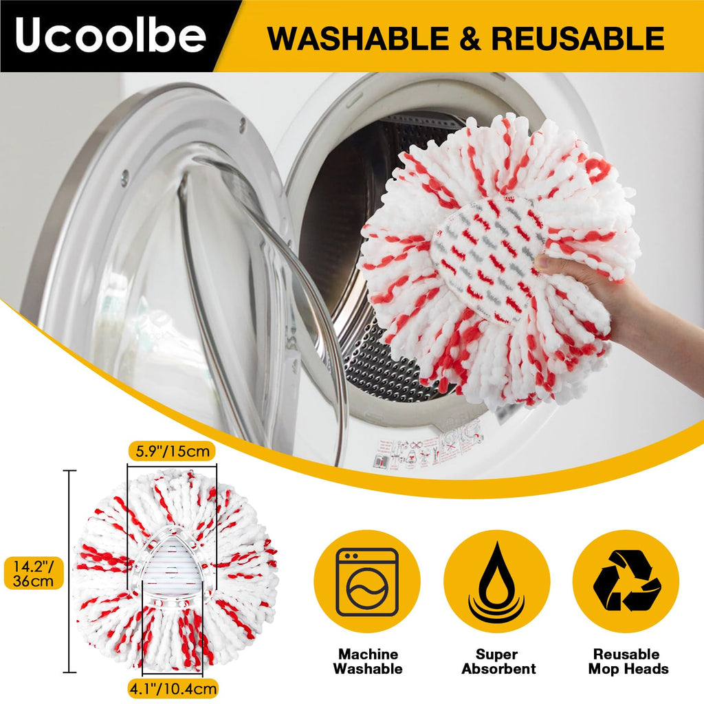 Upgraded mop Refill for Vileda, 3 Pack Spin mop Heads Replacements Compatible with Vileda EasyWring Spin Mop Bucket System, 40% More Cleaning Power, Microfiber and Machine Washable