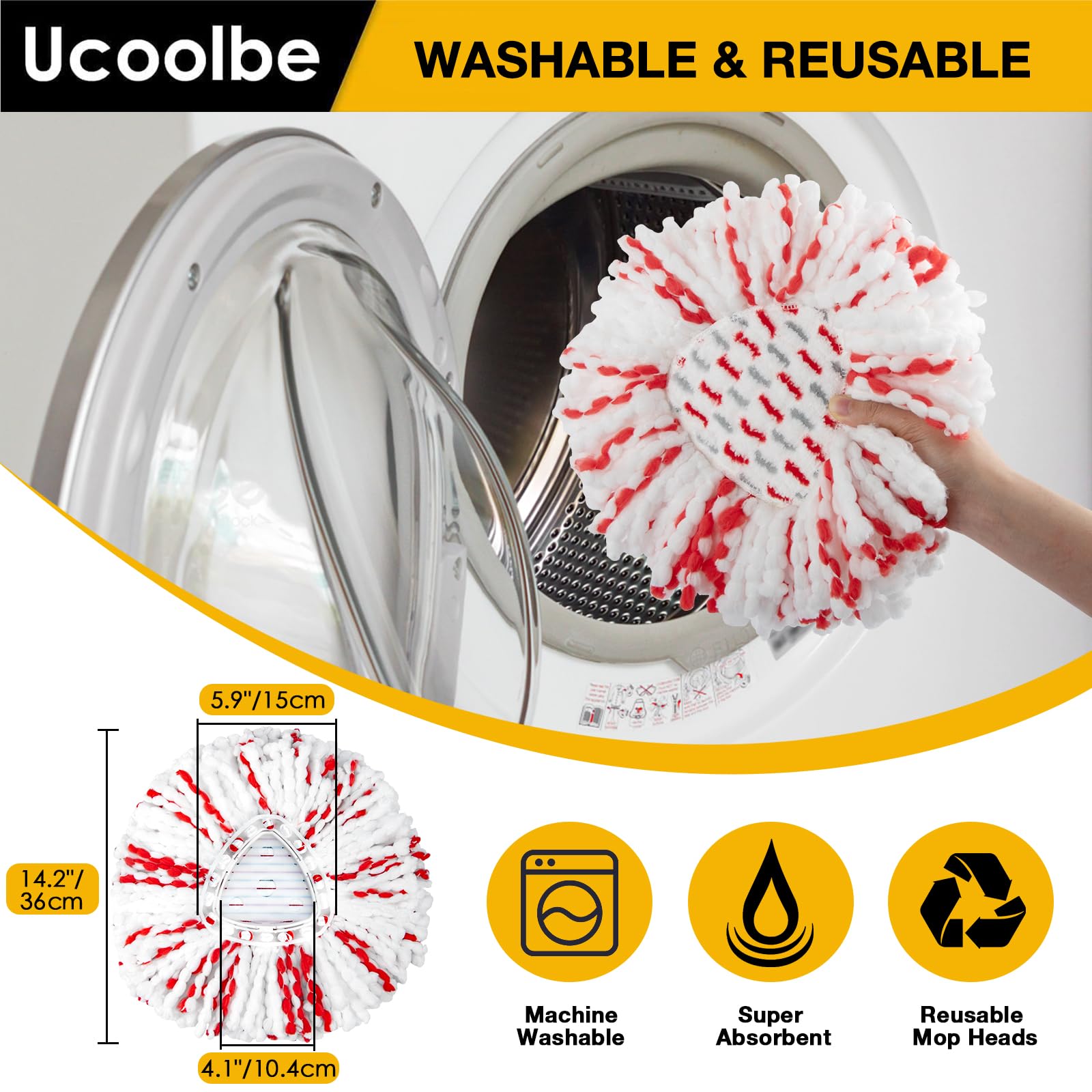 Upgraded mop Refill for Vileda, 3 Pack Spin mop Heads Replacements Compatible with Vileda EasyWring Spin Mop Bucket System, 40% More Cleaning Power, Microfiber and Machine Washable