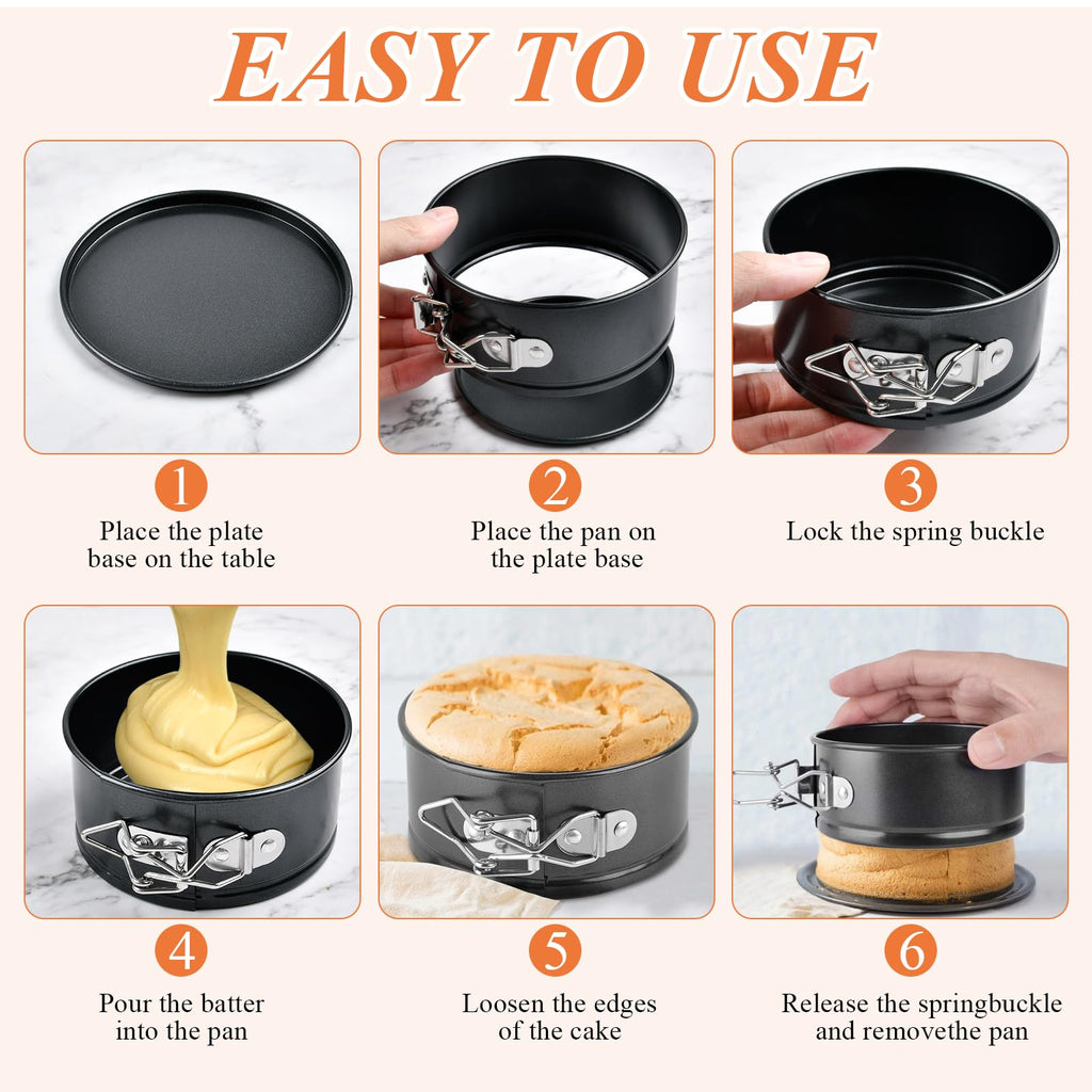 Supkiir 8Pcs 4Inch Springform Pans, Round Mini Cheesecake Pan with Removable Bottom, Small Leak-Proof Cake Pans Non-Stick Baking Cake Mold for Cheesecakes Pizzas Quiches Pie