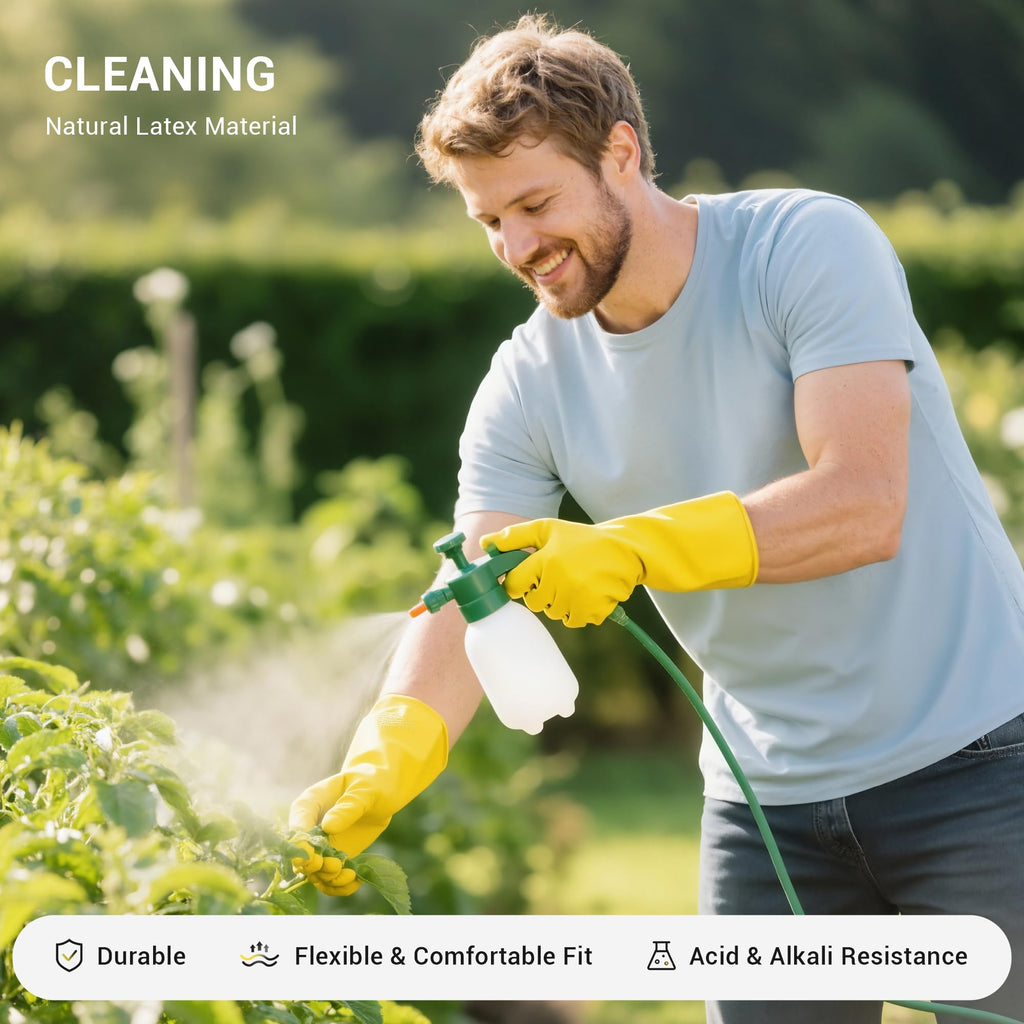 ThxToms 10 Pairs Rubber Cleaning Gloves, Reusable Household Dishwashing Gloves for Women Men, Kitchen and Bathroom Cleaning, Gardening, Pet Care, Extra Thickness, 20 Mil, 13", Heavy Duty, Non-Slip, M