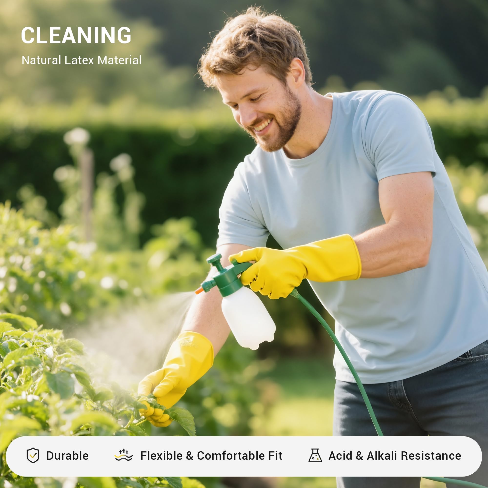 ThxToms 10 Pairs Rubber Cleaning Gloves, Reusable Household Dishwashing Gloves for Women Men, Kitchen and Bathroom Cleaning, Gardening, Pet Care, Extra Thickness, 20 Mil, 13", Heavy Duty, Non-Slip, M