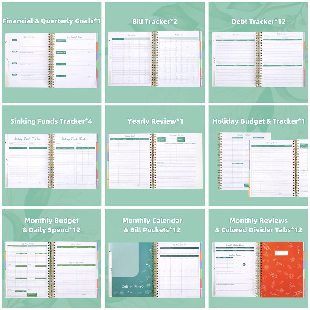 SOLIGT 8.5 x 11 inches Large Budget Planner and Monthly Bill Organizer – Premium Hardcover Budget Book with 12 Pockets – Monthly Budget Planner for Savings, Debt, Expense Tracking – Budget Tracker with Stickers