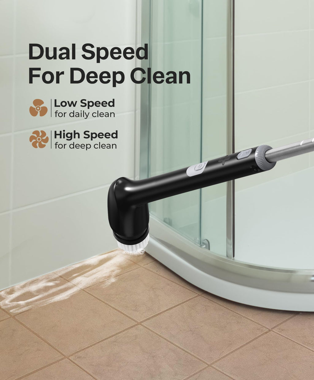 LyriFine Cordless Electric Spin Scrubber, 7 in 1 Shower Cleaner for More Use, Dual Speed & Detachable Long Handle, Electric Scrubber Cleaning, Waterproof Bathroom Scrubber Tub Tile Floor Bathtub