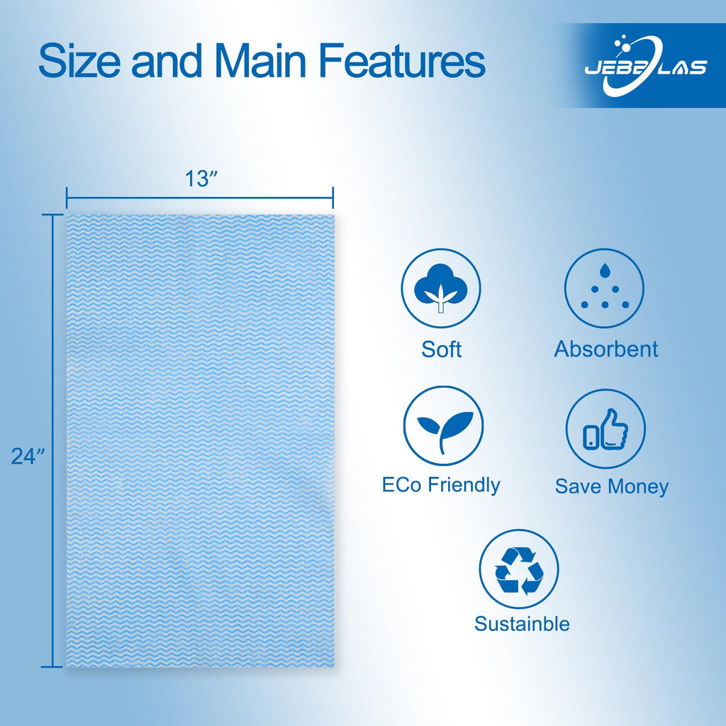 JEBBLAS Cleaning Towels Dish Towels and Dish Cloths Reusable Towels,Handy Cleaning Wipes, Great Dish Towel, Disposable, Absorbent, Dry Quickly 60 Sheets/Pack,Blue
